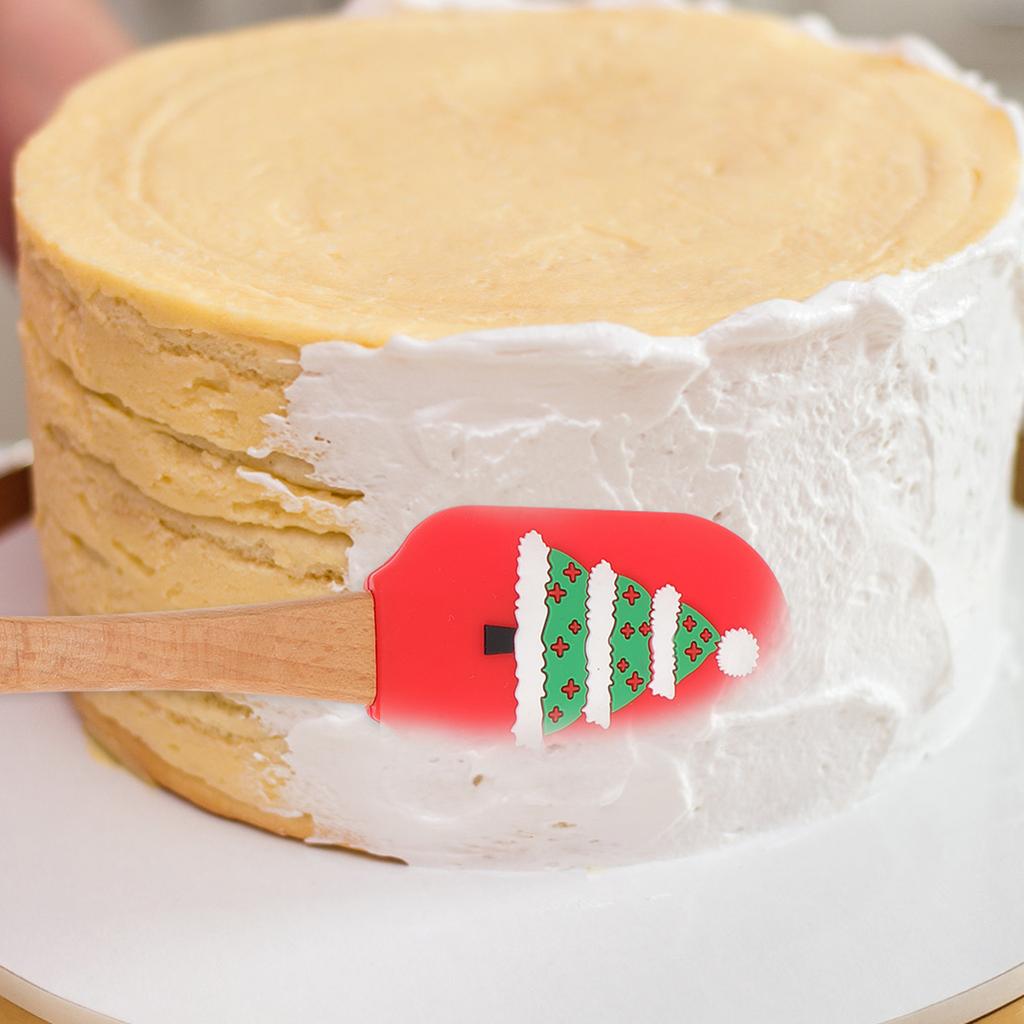 Рождественская силиконовая лопаточка для крема, очаровательный скребок, милый рождественский декор для торта, красная силикагелевая бытовая масляная кисточка