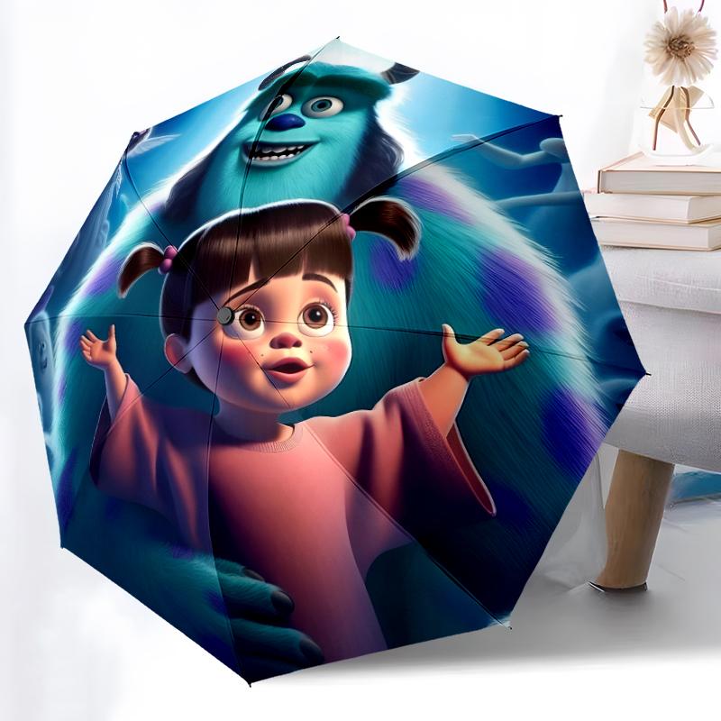 1 шт. Прочный Автоматический Зонт с 8 Спицами, Зонт Moana And Stitch Океанский Пастельный Цветочный, Цифровая Печать, Складной Зонт для Использования на Ходу на Открытом Воздухе