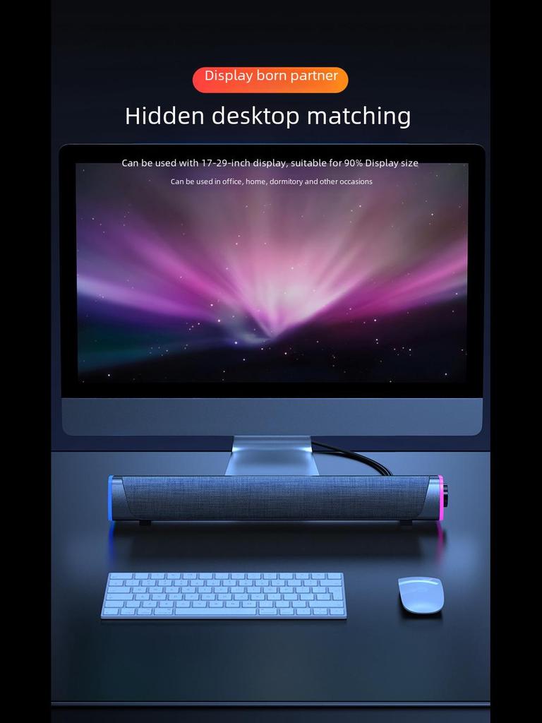 Bluetooth-саундбар Naiye: Двухканальная настольная аудиосистема с сабвуфером