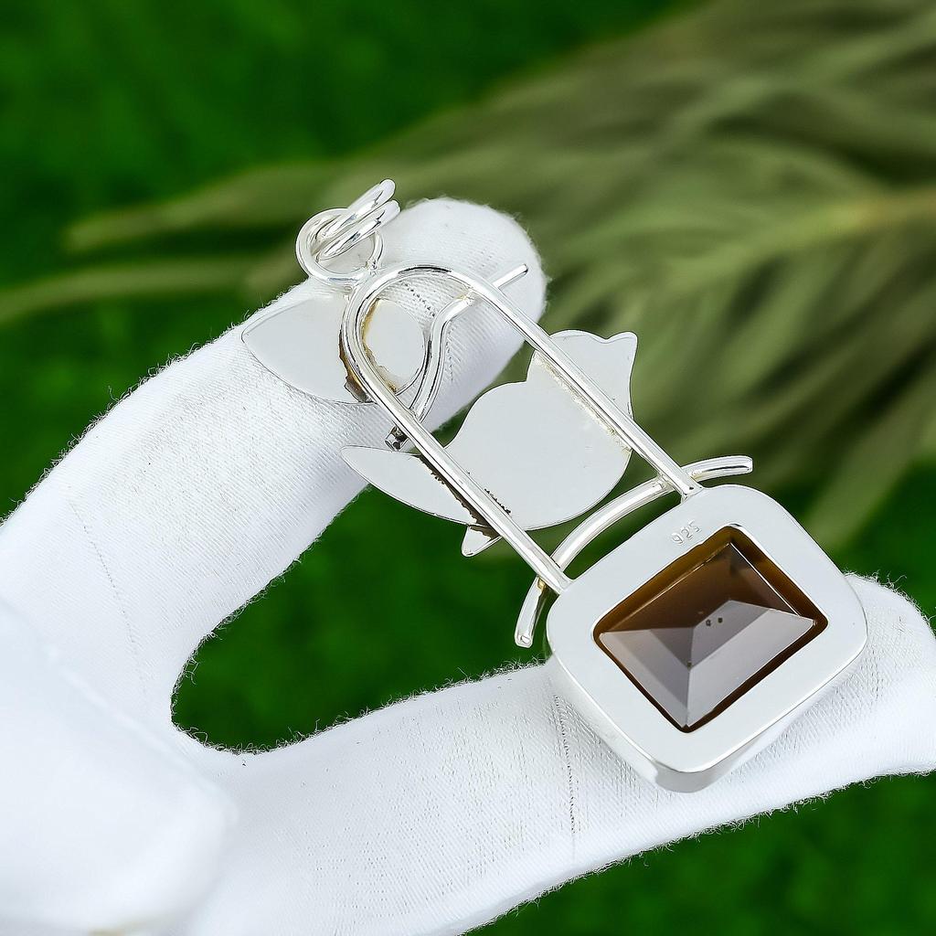 Серебро 925 пробы Корневая чакра Дымчатый кварц Камень Мать Помолвка Новый кулон