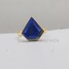 Diamond Shape Natural Lapis Lazuli Gemstone 925 Sterling Silver Yelllow Gold Overlay Ring Jewelry, Handmade Lapis Statement Ring