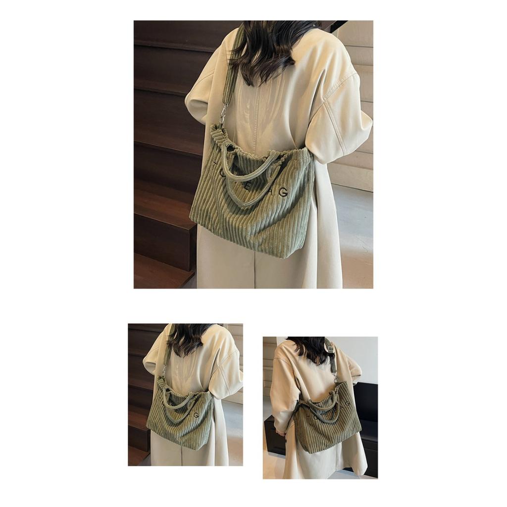 Вместительная сумка через плечо, Женская сумка через плечо, Популярная и универсальная женская сумка из полосатого бархата, Сумка-тоут для переноски писем