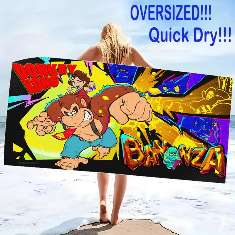 Donkey Kong Print Beach Towel, Large Soft Quick Dry Towel for Beach Camping Swimming