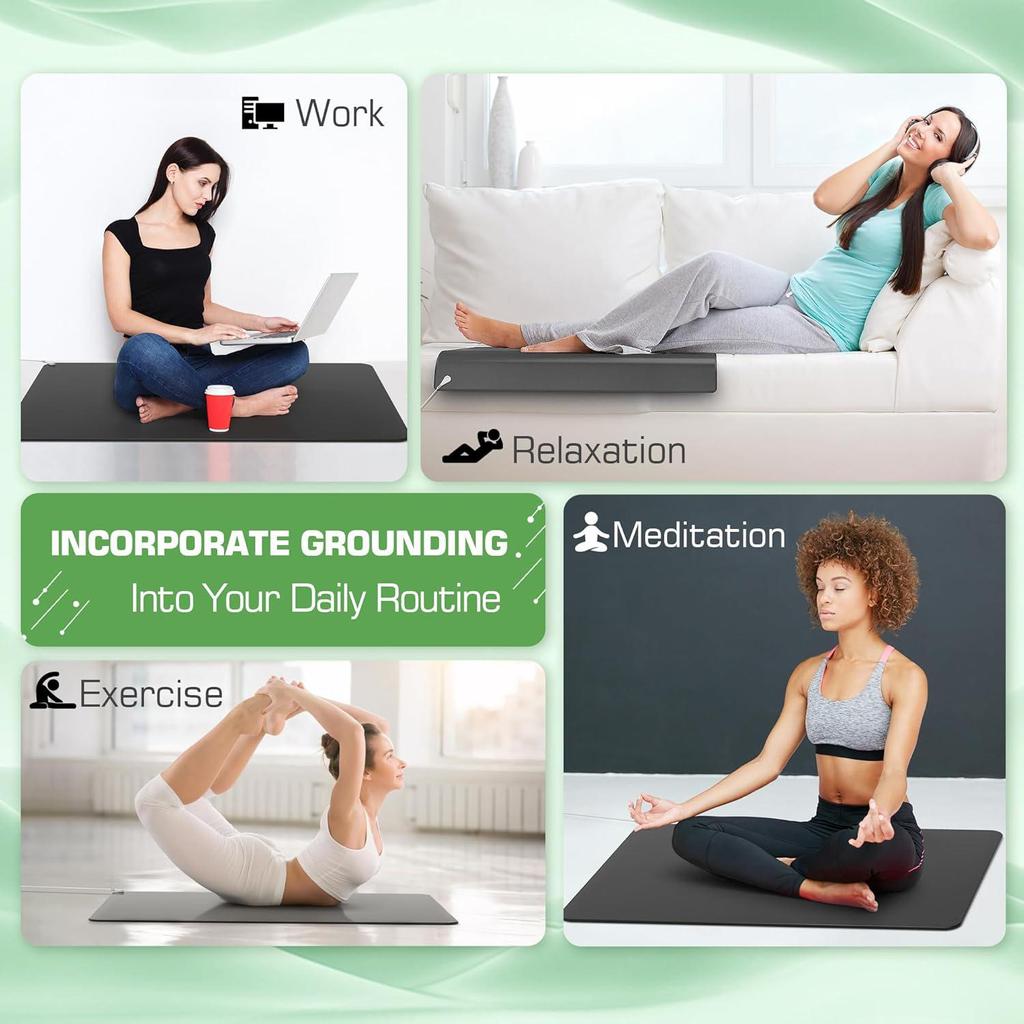 Grounding Mat for Feet 3MM Thickened Earthing Pad Improve Sleep Pain Relief Inflammation Reduce Anxiety for Working