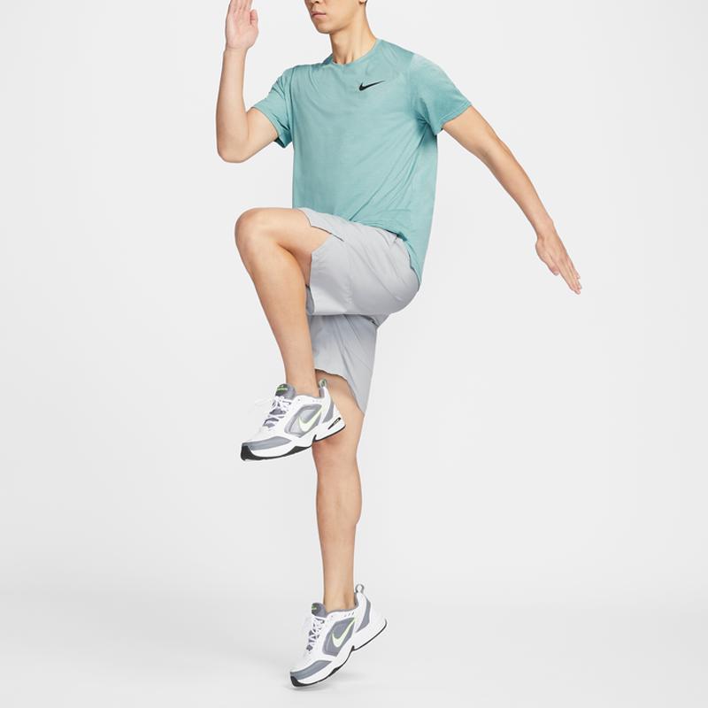 Nike Пуловер с круглым вырезом и логотипом Pro Dri-Fit, быстросохнущая тренировочная футболка, экологичный мужской топ с коротким рукавом и разрезом, цвет «минерально-зеленый» CZ1182-379