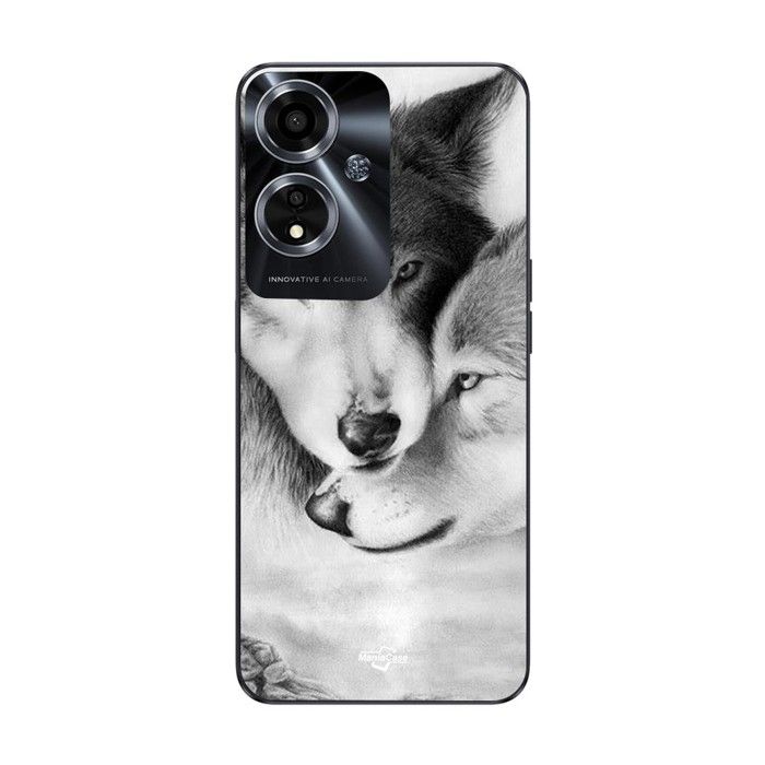Coque pour Oppo A59 5G Le loup et la louve Animal noir et blonc