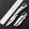 Outdoor Camping Tool All Stainless Steel Mini Folding Pocket Knife Portable Carry EDC Keychain Knife for Survival with Buckle