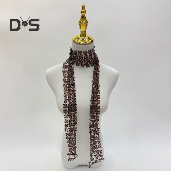 Women Scarf Shiny Sequin Flower Shape Hollow Design Scarf Glitter Embellished Thin Scarf Fashion Accessory