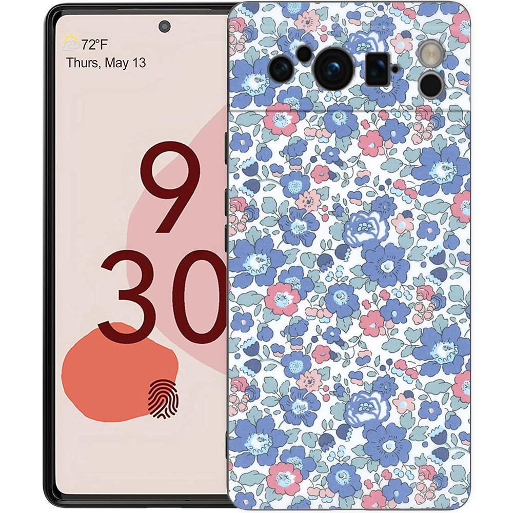 Цветочный арт Чехол для телефона Для Google Pixel 9 8 9A 8A 7 7A 6 Pro XL 6A 5G Черный Мягкая задняя крышка Роскошный TPU Чехол
