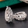 Agete Style Retro Carved Hollow Pattern Earrings, Exaggerated Banquet Wedding Ear Buckle Vine Earrings