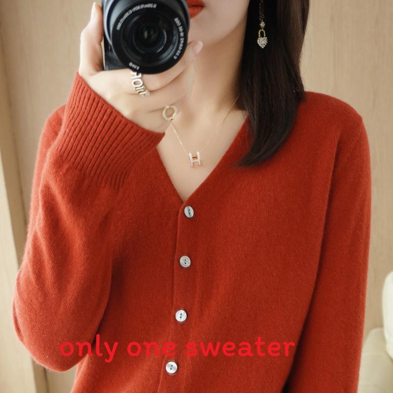 Knit Cardigan For Women With Vneck Long Sleeves Soft Polyester Blend For Casual Wear