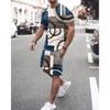 Mens Fashion Tracksuit Set Shorts Summer Men 2 Piece Outfit Suit Casual Short Sleeve Men Clothing Oversized Tshirt Jogging Set