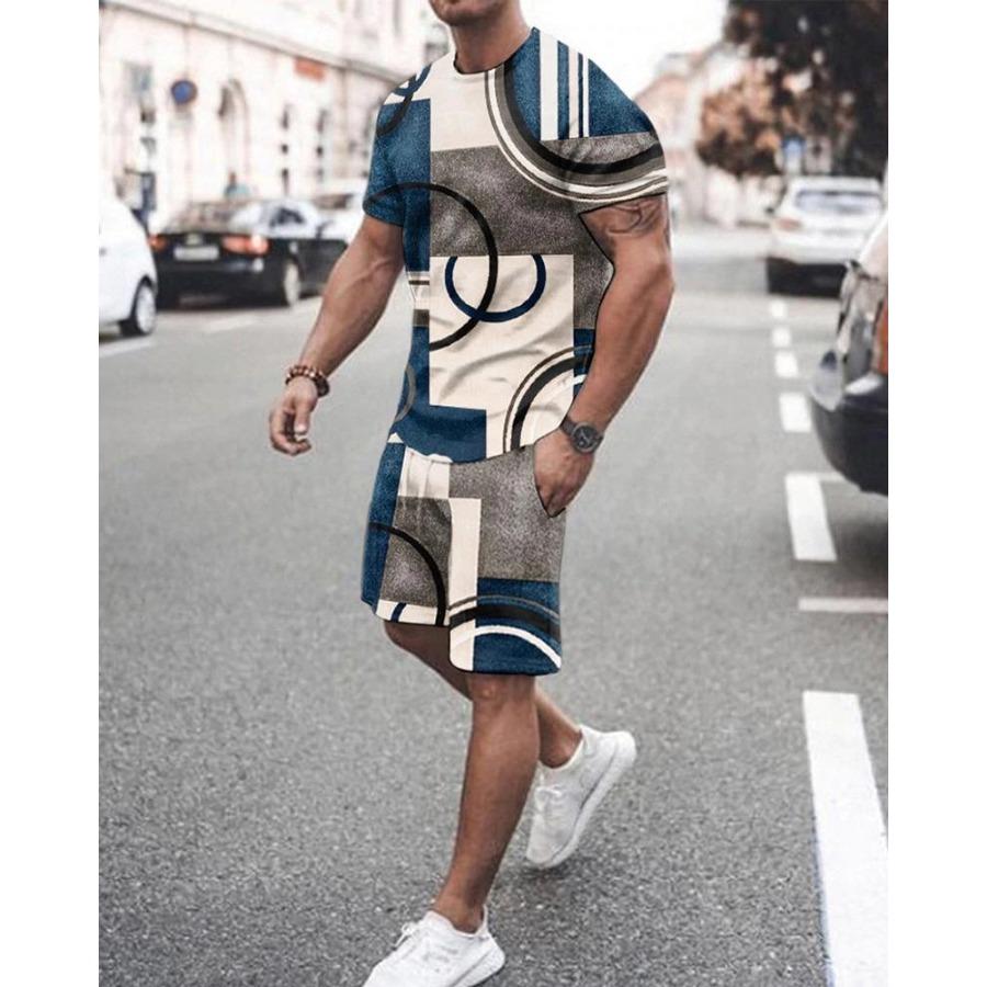 Mens Fashion Tracksuit Set Shorts Summer Men 2 Piece Outfit Suit Casual Short Sleeve Men Clothing Oversized Tshirt Jogging Set