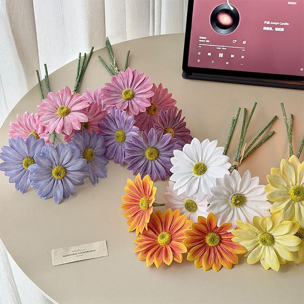 3PCS/Bundle Multicolor Daisy Artificial Flower 3D Printed Floral Arrangement Simulation Flower Chrysanthemum Photo Props