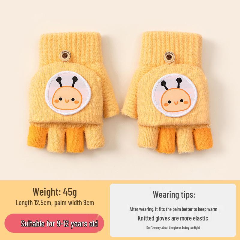Cozy Cartoon Crocodile Flip-Top Kids' Gloves