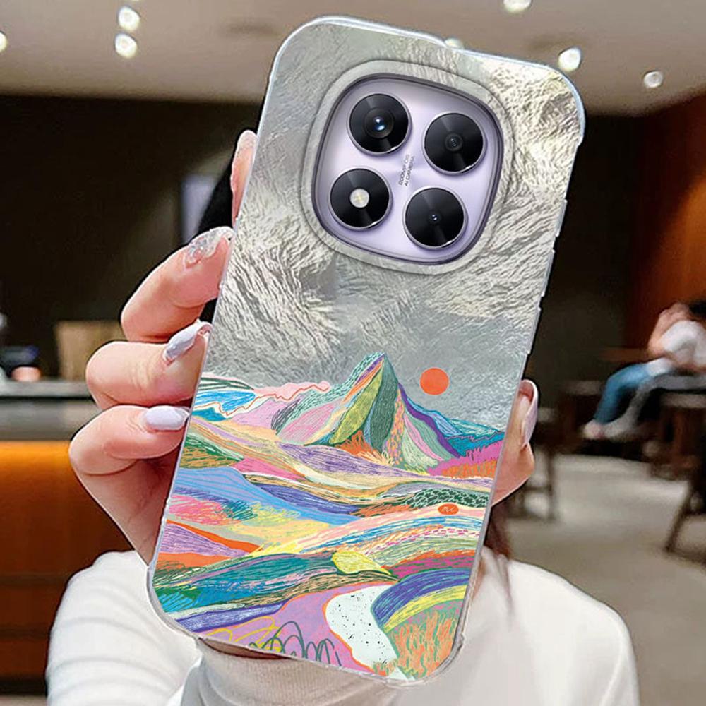 Красочный градиентный белый бабочка леопард принт любовь для Xiaomi Redmi Note 14 Pro 5G чехлы для телефонов крышка мягкий силиконовый бампер жесткая ПК задняя крышка