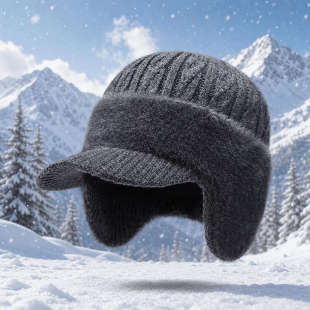 Plush Lined Thick Knitted Hat Knitted Ski Sports Hat Warm Earflap Beanie Cap for Autumn Winter