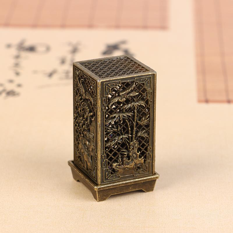 Square/Cylindrical Vertical Incense Burner Zinc Alloy Incense Holder Indoor Aromatherapy Home Ornament Chinese Inense Burners