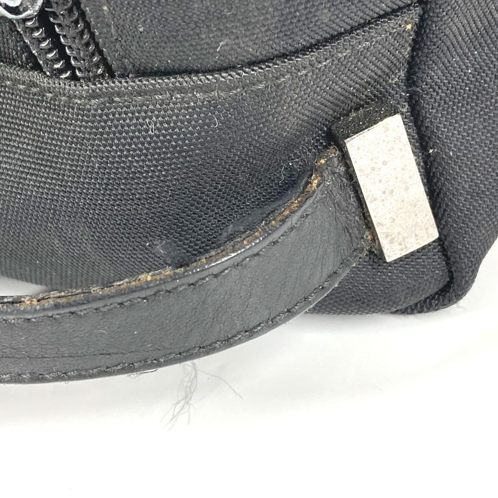 GUCCI 02888 Logo W Zip Zip Bag Pouch Clutch Bag with Handle Leather/Canvas Black