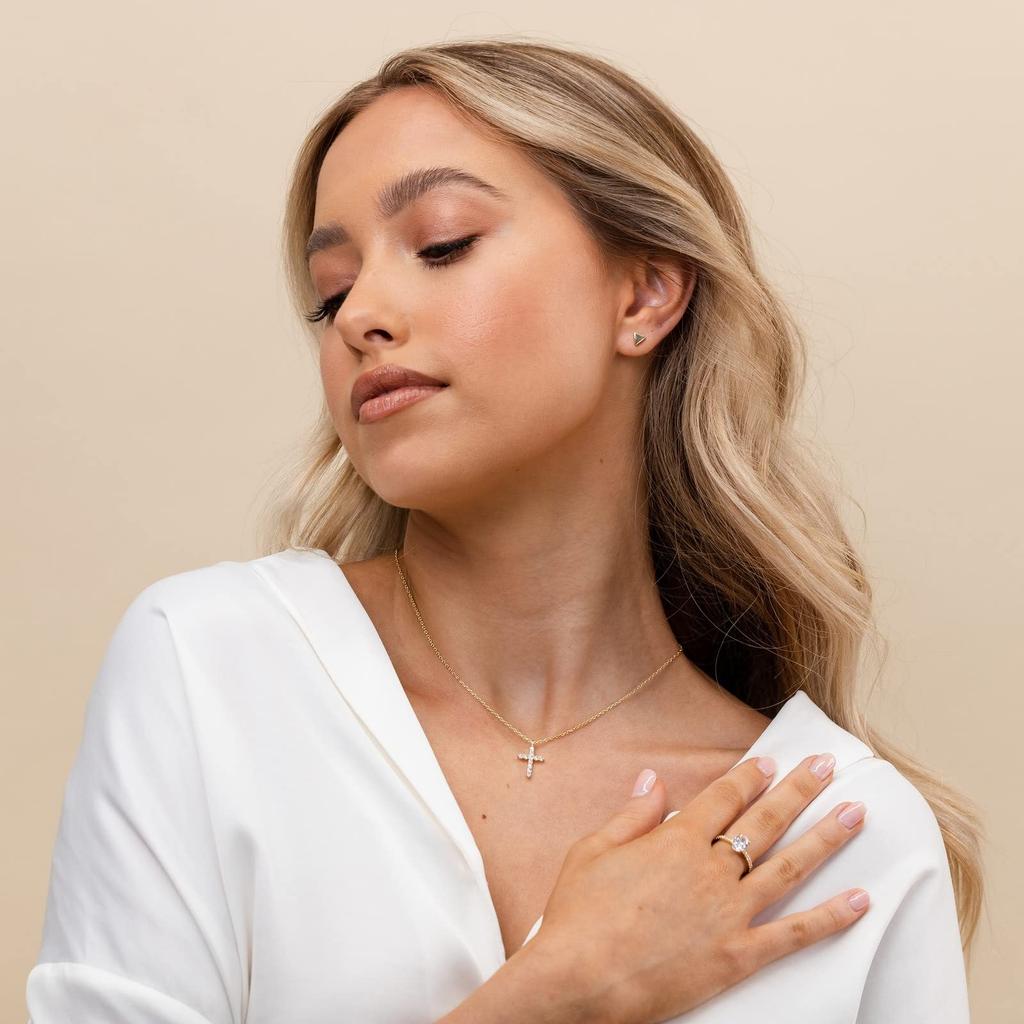 PAVOI 14K позолоченный крест ожерелье для женщин крест кулон золотой кубический цирконий желтый кубический цирконий женское ожерелье, золото,