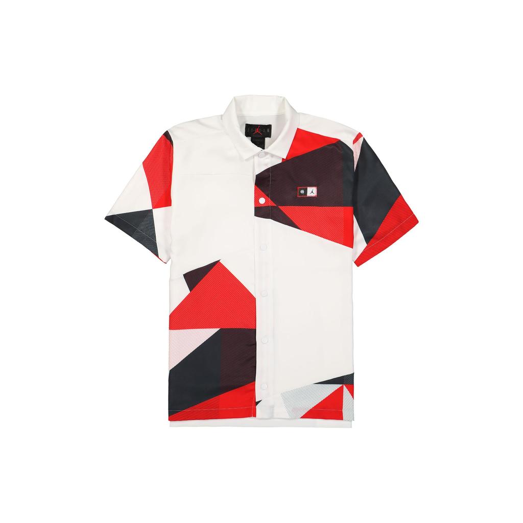 Jordan Geometric Pattern Color Block Print Short Sleeve Shirt Men Tops White DM0754-100