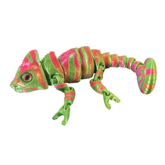 3D Printed Lizard Figurine Articulated Chameleon Lizard with Movable Joints Flexible Lizard Fidget Toy for Kids Gift Home Desk Decor