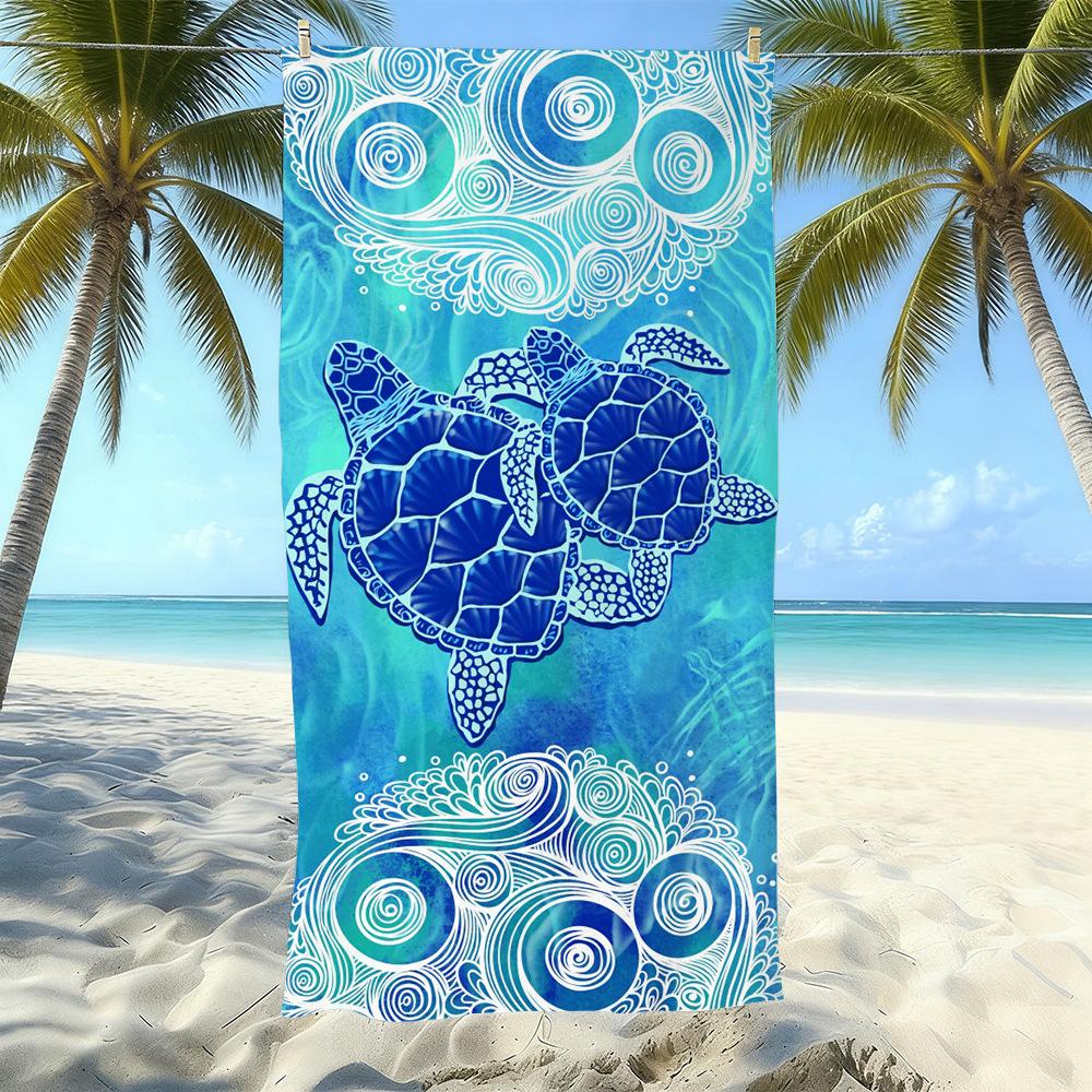 Seaside Microfiber Beach Towel, Water-Absorbing Quick-Drying Double-Sided Velvet Printed Bath Towel