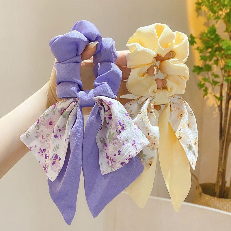 Broken Flower Bowknot Large Intestine Hair Ring Female Tie Hair Headstring Hair Band Small Scarf Ribbon Headwear