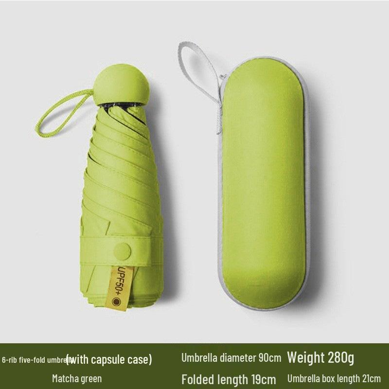 Женский мини-зонт двойного назначения: Компактный пятисложенный дизайн, Утолщенная ткань, Черный клей для защиты от УФ-лучей, Возможность нанесения логотипа на заказ