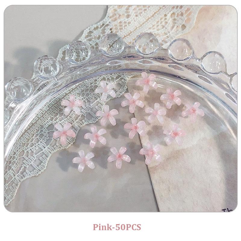 50 шт. Цветы Шармы для дизайна ногтей Смола Шармы для ногтей Украшение 3D Желейные наклейки с цветами Летние аксессуары для маникюра Салонный товар Сделай сам