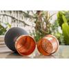 Pure Copper Bedroom Bottle with Inbuilt Glass, Grey Silk Finish Hammered Design - Drinkware & Storage Purpose, Volume 900 Ml (Pack of 1)