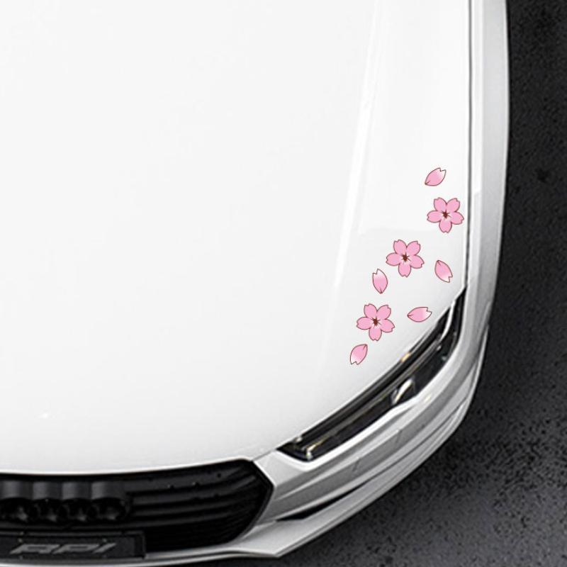 Spring Sakura Car Stickers for Auto Window Bumper Decals Waterproof Bike Tube Stickers Motorcycle Helmet Flowers Decoration
