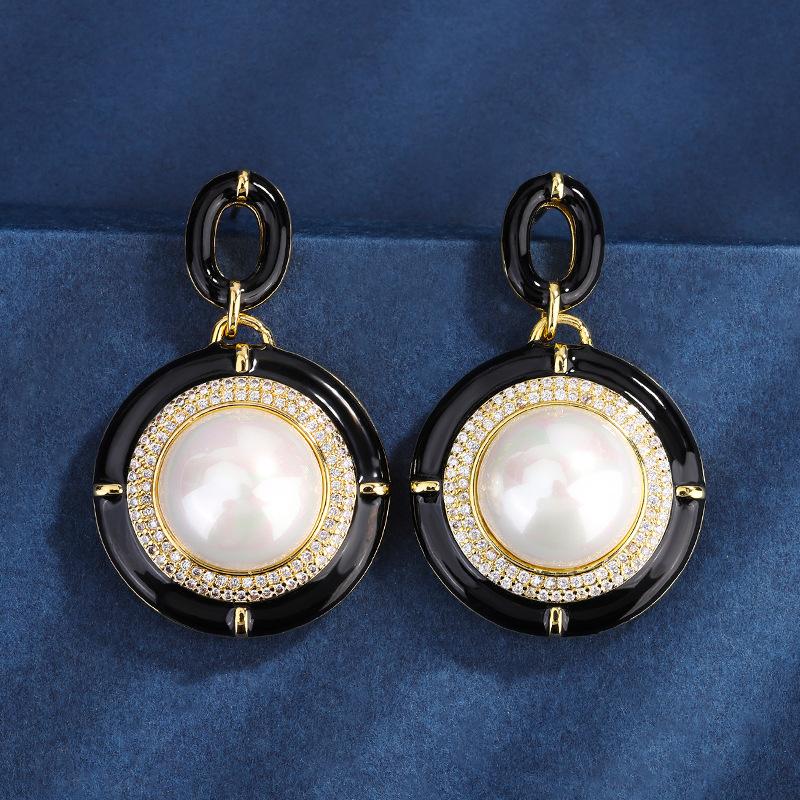 Jewelry Inlaid White Bead Inlaid Diamond Round Temperament Set 14Mm