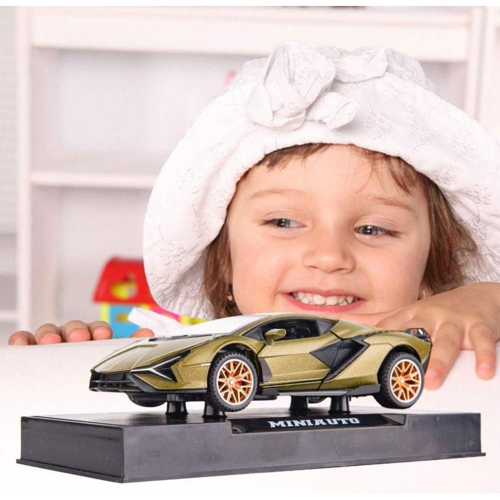 1/32 Lambo Sian FKP37 Car Model Toy Child Sound and Light Pull Back Car Zinc Alloy Casting Toys for Kids Boy Girl Gift