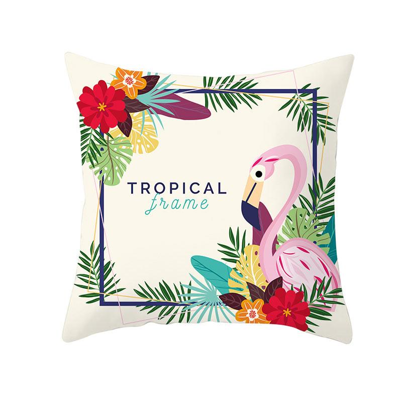 Summer Tropical Plant Flamingo Decorative Pillowcase Green Leaf Pillowcase Flamingo Pillowcase