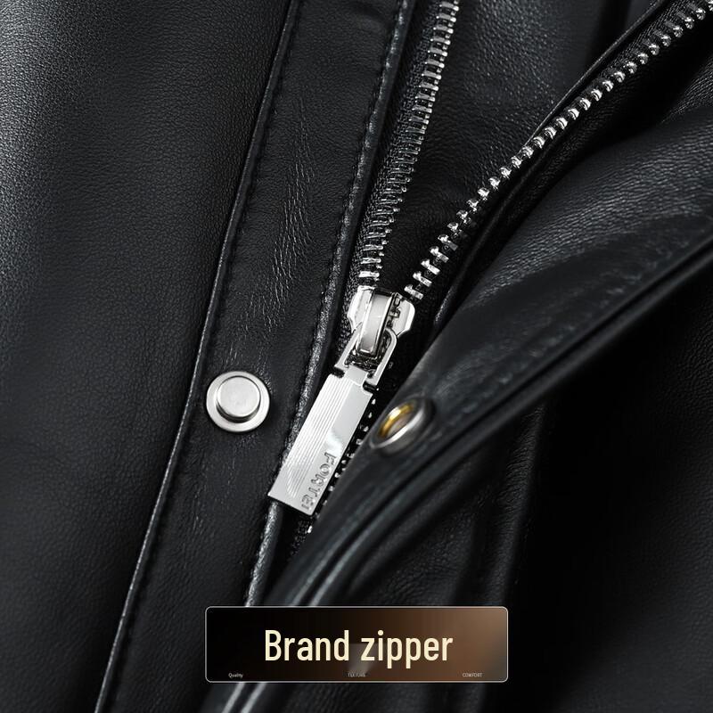 Men's Sheepskin Goose Down Stand Collar Leather Jacket