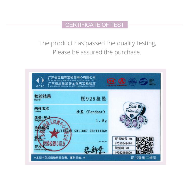 BAMOER из стерлингового серебра 925 пробы, оригинальные розовые овальные циркониевые бусины в форме собачьей лапы для женщин, изящные ювелирные изделия