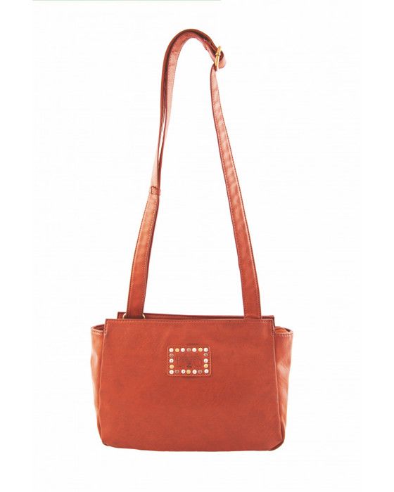 Sac besace - Le Temps des Cerises - NOMAD - PU - Couleur corail - Bandoulière réglable