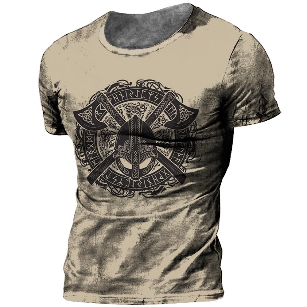 Винтажная мужская футболка с 3d принтом викингов, футболки, летние топы, повседневные свободные футболки, мужская одежда, уличная толстовка в стиле хип-хоп с круглым вырезом