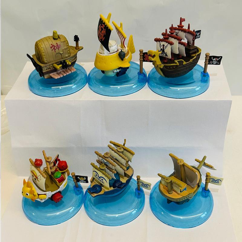 New 8 Pirate Ship Straw Hat Road Plum Blossom Anime Good News Sun Blackbeard Model Ornament Twisted Doll Acg Toy Gift
