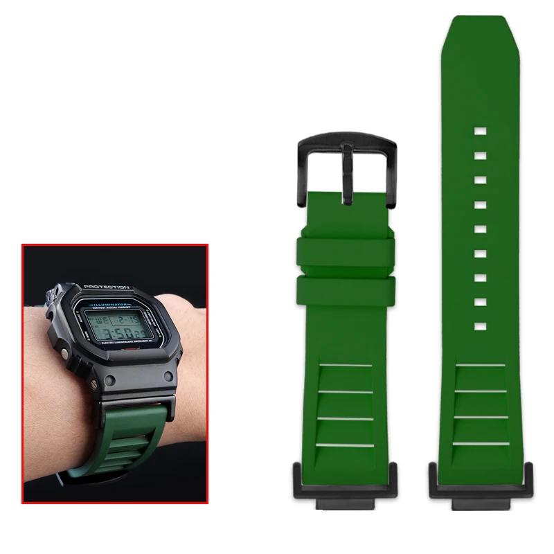 Классический модифицированный фторкаучуковый ремешок для часов Casio DW5600 DW-5600 GW-B5600 GW-M5610 GA 110 100 120 GA2100 Series водонепроницаемый