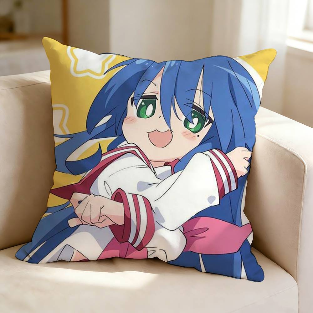 LLucky Star Anime KKonata IIzumi Pillow Case Square DoubleSided Sofa Cushion Cover Bedroom Bedside Pillow