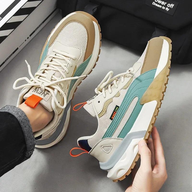 Модные мужские кроссовки, повседневная обувь класса люкс, новые сетчатые дышащие спортивные кроссовки для мужчин, кроссовки на платформе со шнуровкой, теннисные туфли для мужчин