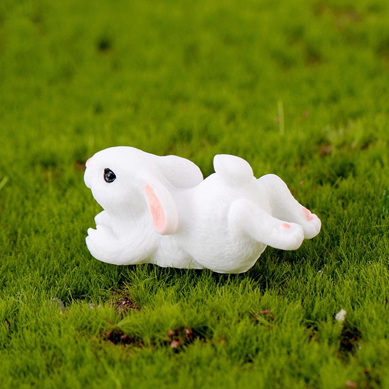1Pc Cute Rabbit Easter Miniature Resin Craft Mini Bunny Ornament Fairy Garden Supplies Home Figurine Animal Garden Ornament