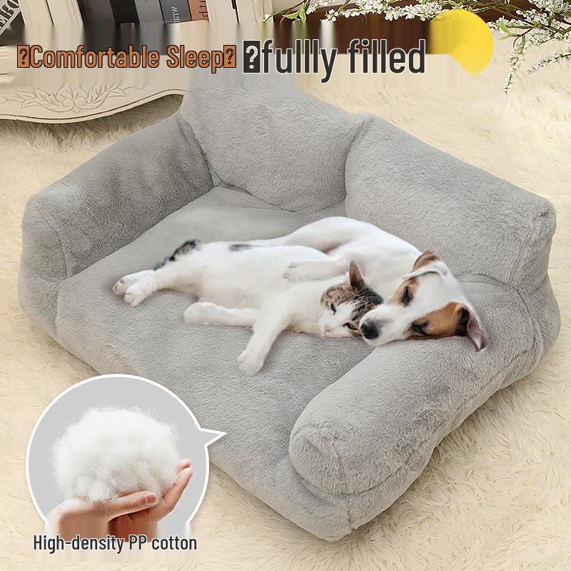 Extra Large Soft Pet Sofa: Four Seasons Rabbit Fur Bed for Cats & Dogs