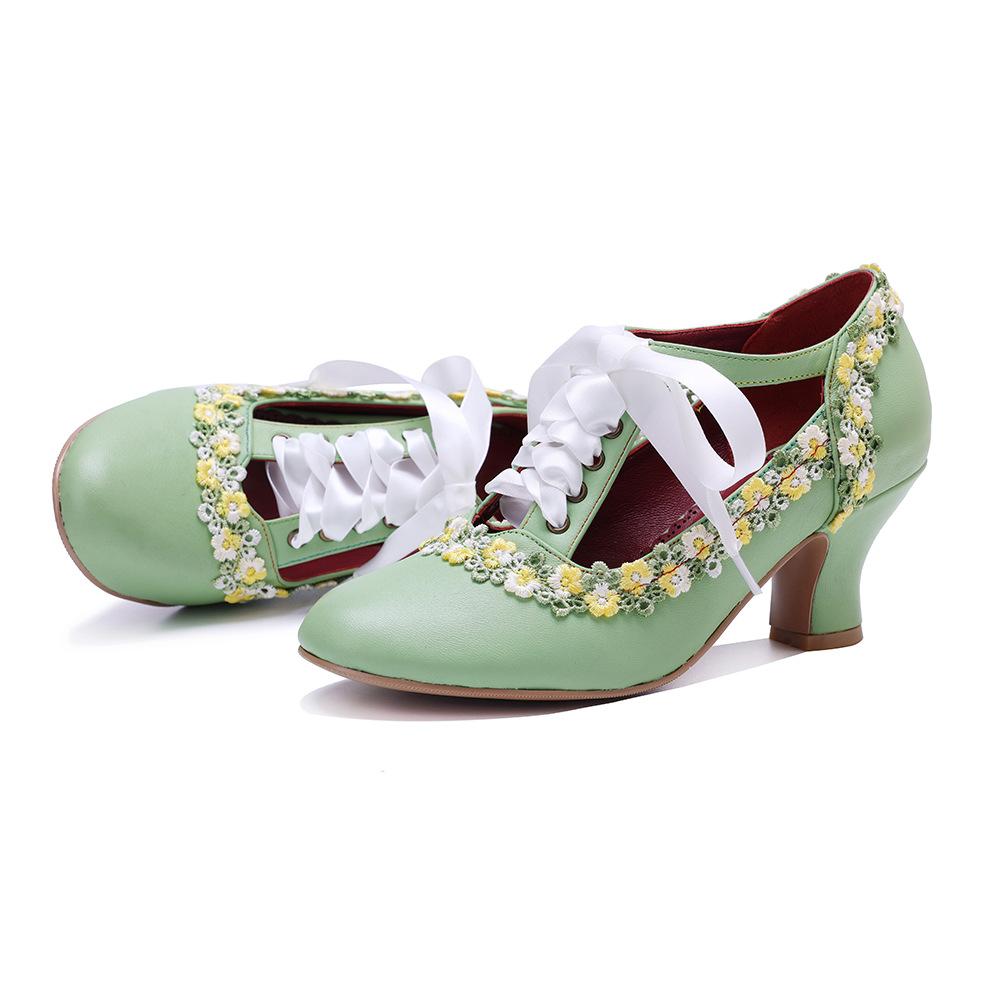 Johnature Туфли-лодочки ручной работы из натуральной кожи женские туфли ретро кружева Мэри Джейн туфли на высоком каблуке