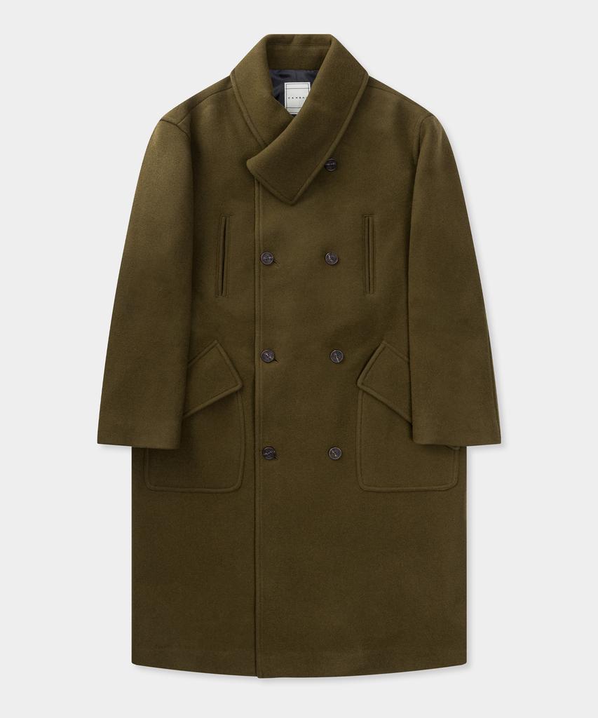 Zensai High-Neck Long Coat Khaki