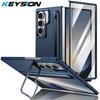 KEYSION Чехол с держателем для стилуса для Samsung Galaxy Z Fold 7 5G Жесткий ПК Подставка Противоударный Чехол для телефона со стеклянной защитной пленкой для экрана