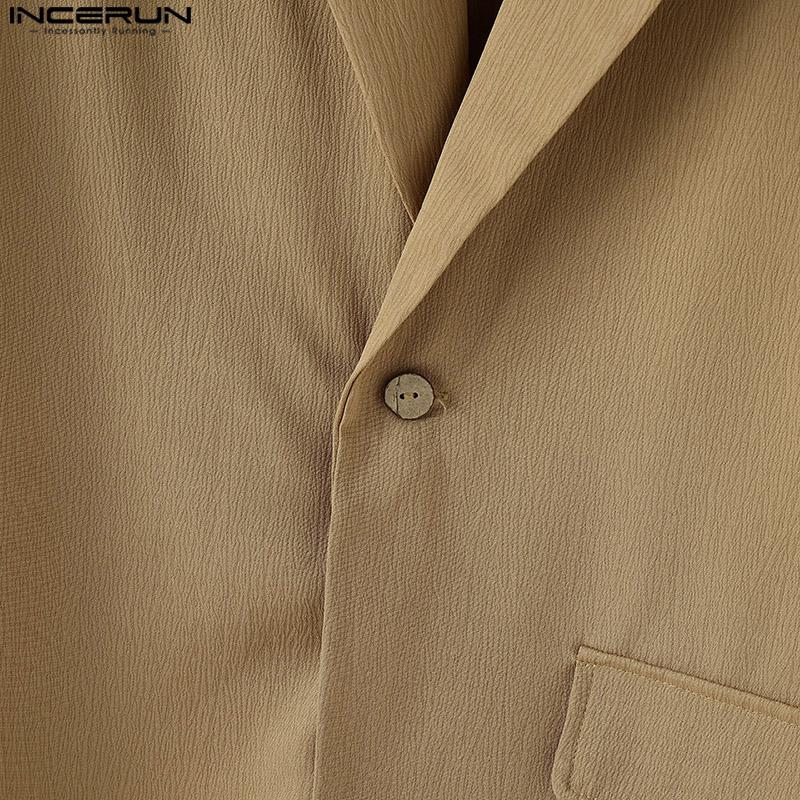 INCERUN Мужские летние рубашки свободного покроя с V-образным вырезом и коротким рукавом на одной пуговице