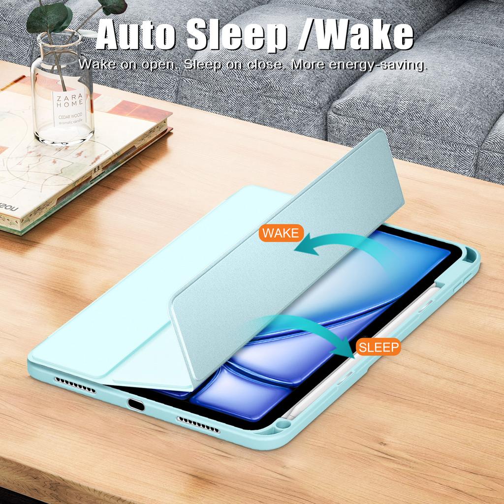 Кожаный чехол-подставка трифолд для iPad Air 11 (2025)/(2024)/Воздух (2022)/(2020)/Про 11 (2022)/(2021)/(2020)/(2018)